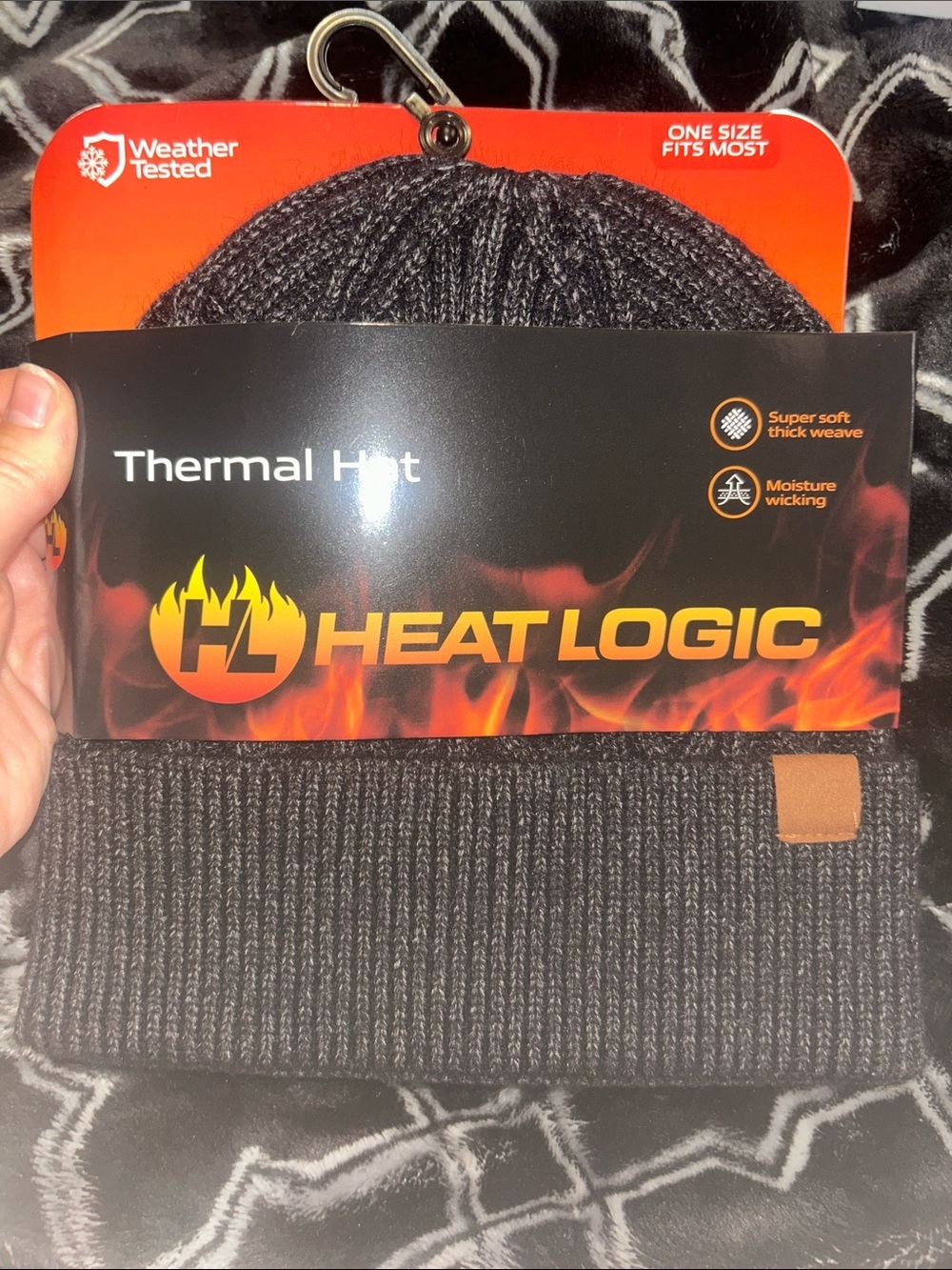 Heat Logic Thermal Knit Beanie Hat - Charcoal Gray